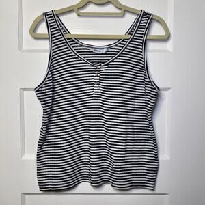 SONOMA Striped Tank Top Classic Black & White Womens Large Casual Minimalist Mod
